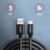 AXAGON Kabel USB-C - USB-A 2m USB 3.2 Gen 1, 3A, ALU, oplot BUCM3-AM20AB, czarny